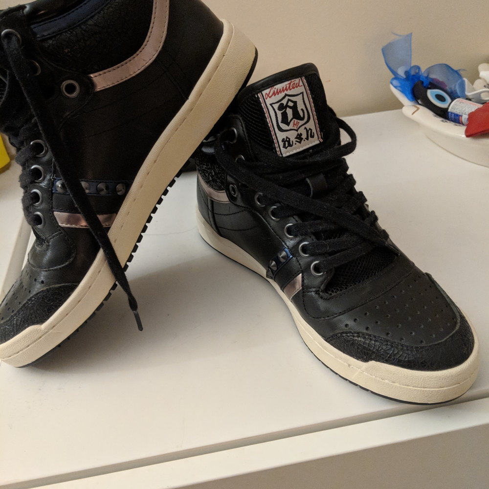 NWT Black High-Top ASH Prince Italian Leather Women's Sneakers NWT 38